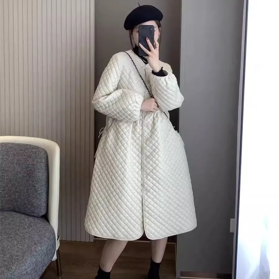 Retro Loose And Lightweight Cotton Dress Mid Length Coat Fashionable Women's Warm Down Cotton Jacket Jacket With Cotton Clip