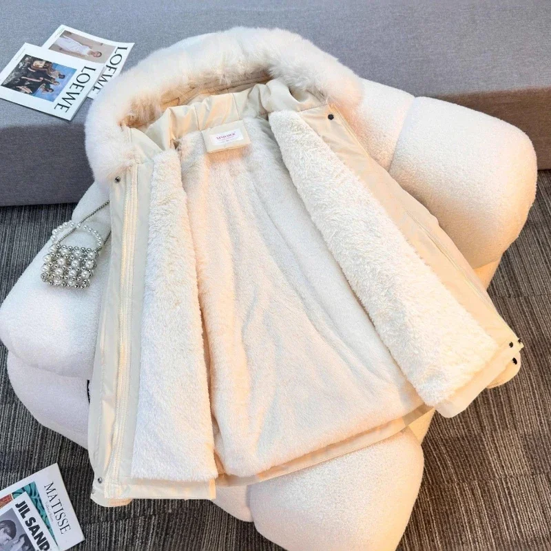 Y2k Vintage Long Sleeve Parka Faux Fur Collar Patchwork Autumn Winter Women Casual American Retro Padded Coat Solid 2026