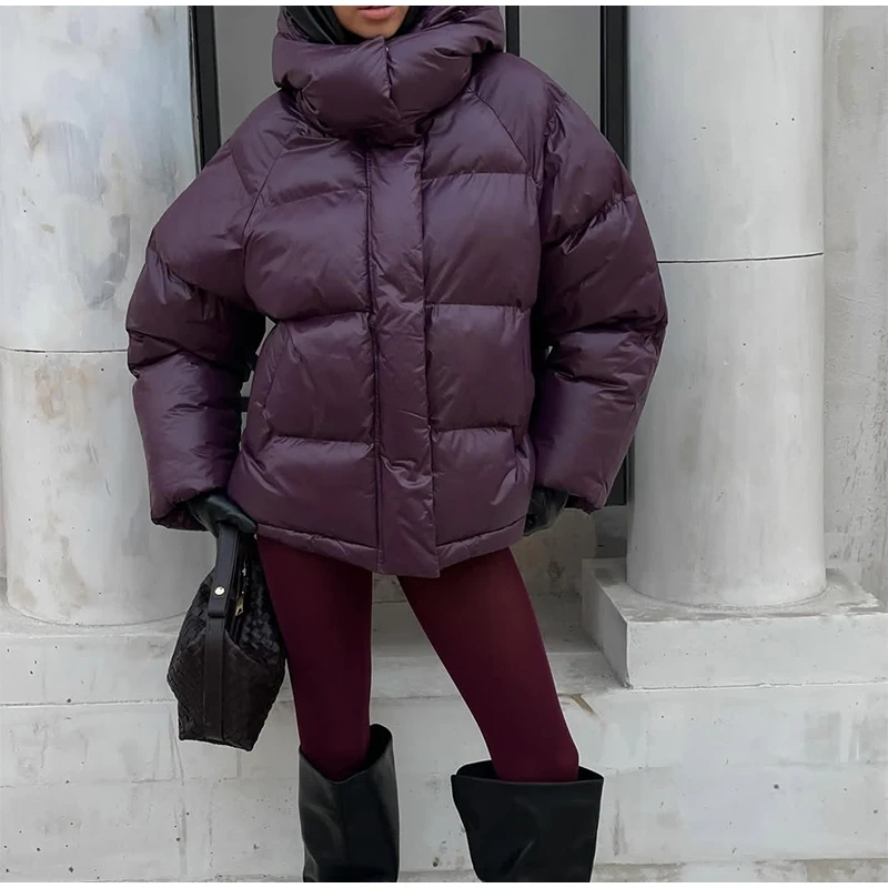 Women Casual Hooded Striped Cotton Coat Chic Full Sleeve Zipper Thicken Single Breasted Jacket Lady Winter Daily Street Outwears