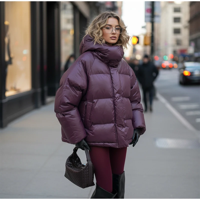 Women Casual Hooded Striped Cotton Coat Chic Full Sleeve Zipper Thicken Single Breasted Jacket Lady Winter Daily Street Outwears