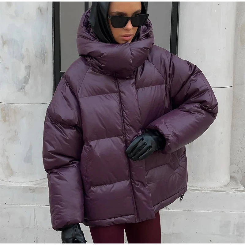 Women Casual Hooded Striped Cotton Coat Chic Full Sleeve Zipper Thicken Single Breasted Jacket Lady Winter Daily Street Outwears