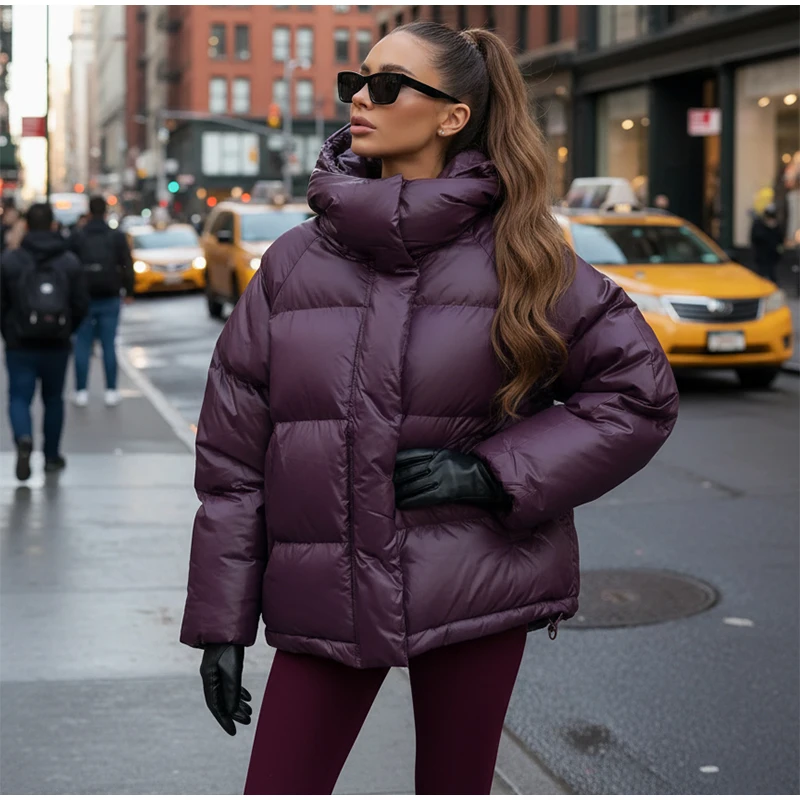 Women Casual Hooded Striped Cotton Coat Chic Full Sleeve Zipper Thicken Single Breasted Jacket Lady Winter Daily Street Outwears