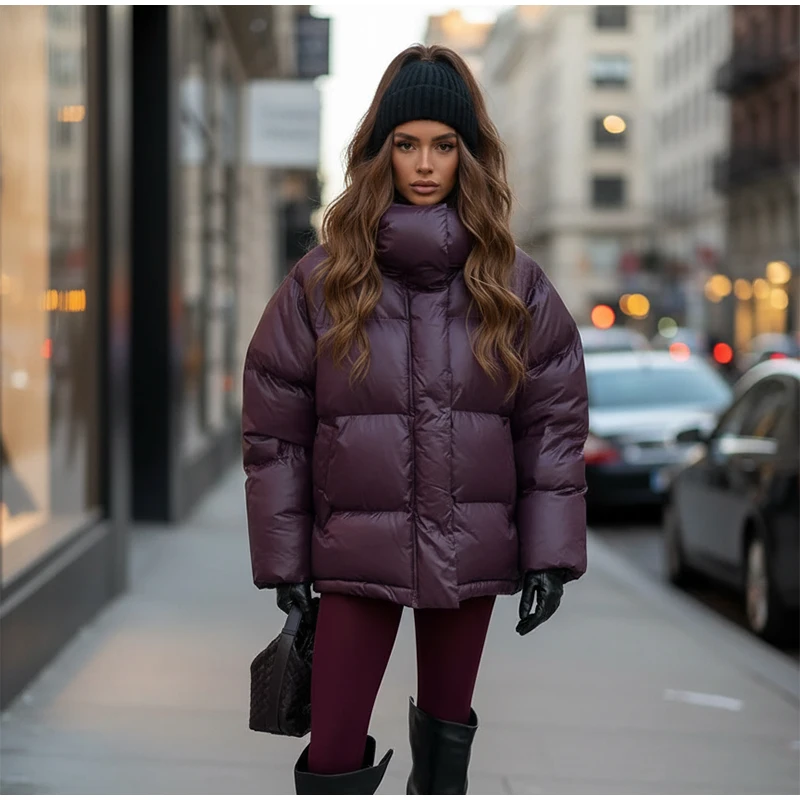 Women Casual Hooded Striped Cotton Coat Chic Full Sleeve Zipper Thicken Single Breasted Jacket Lady Winter Daily Street Outwears
