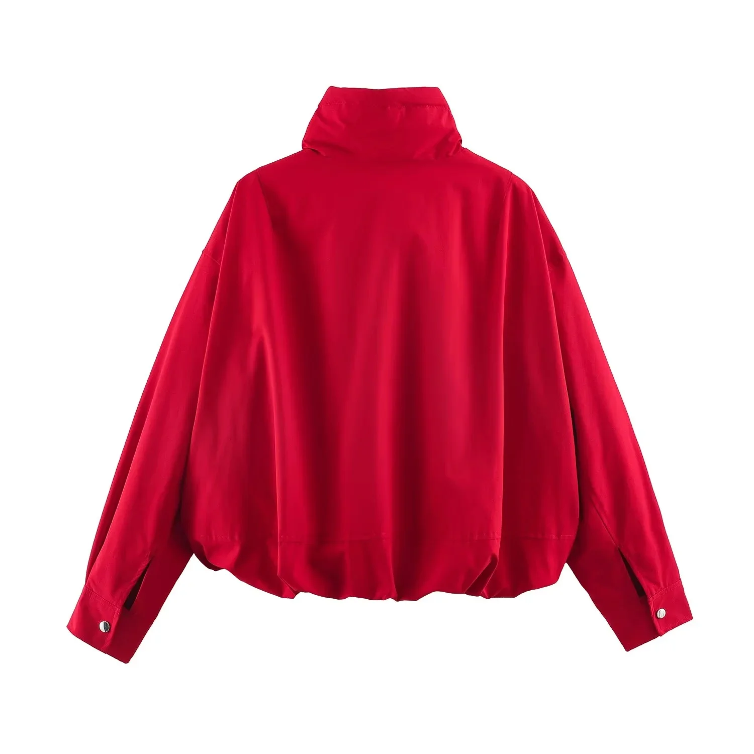 KONDALA Women Casual Chic Stand-Collar Jacket Red Street Sports Style Jacket 2026 Fall Winter Trendy Loose Zip-up Padding Jacket