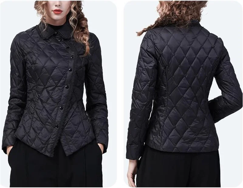 Spring Autumn Female Slim Waist Down Cotton-padded Jacket Women Short Lace Doll Collar With High-grade Thin Cotton-padded Coat