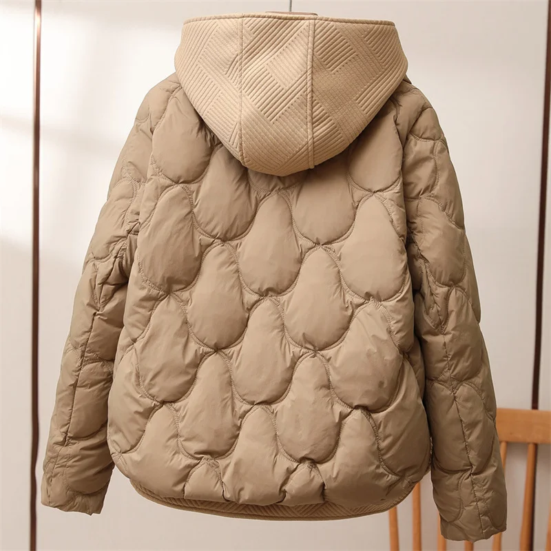 2025 New Winter Jacket Women Warm Parkas Female Fake Two-piece Long Sleeve Casual Cotton Padded Jacket Hooded Outwear Ladies