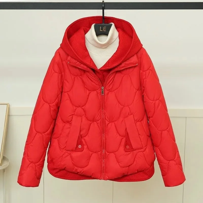 2025 New Winter Jacket Women Warm Parkas Female Fake Two-piece Long Sleeve Casual Cotton Padded Jacket Hooded Outwear Ladies