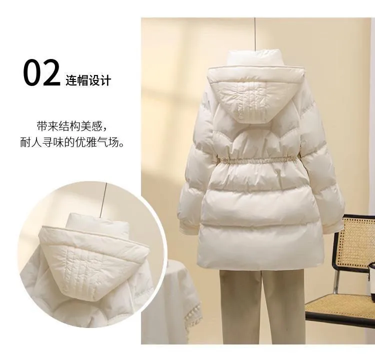 Mid Long Winter 2025 DownCotton Jacke Women's Fashionable Cotton Jacket With Waist Cinching Slimming EffectThick Totton Jacket