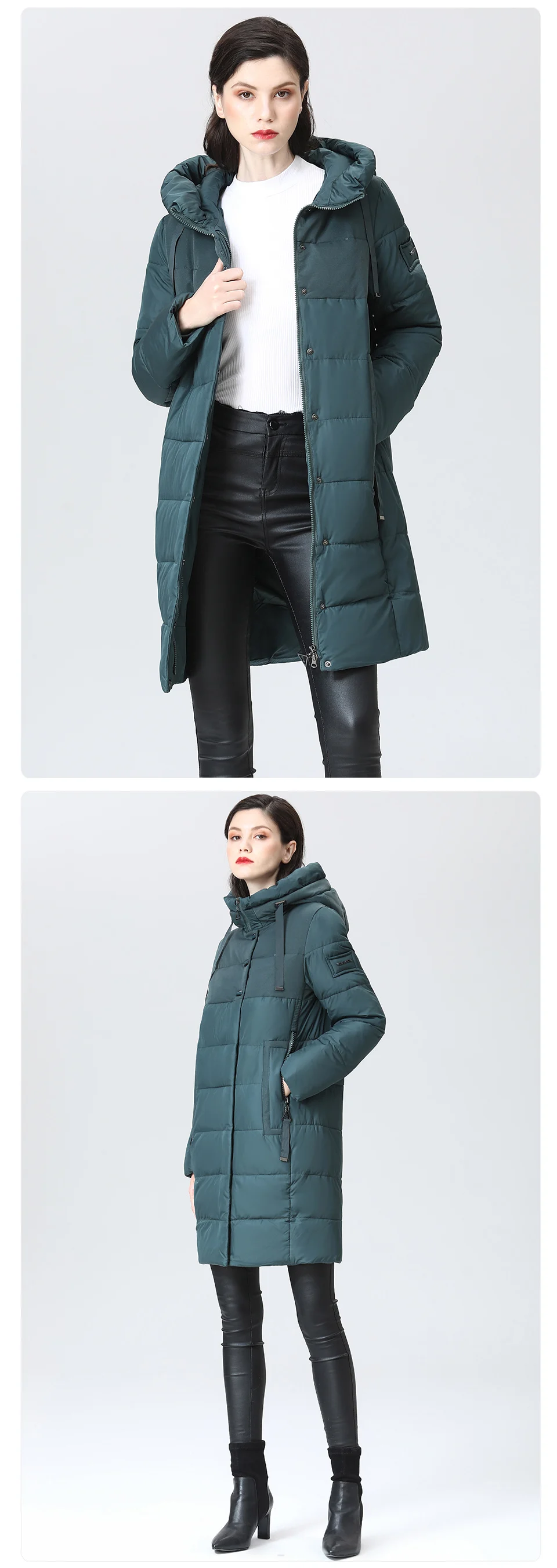GASMAN 2022 women's winter jacket Long casual warm down jacket female Stand-up collar hooded zipper parka Women coat 17616