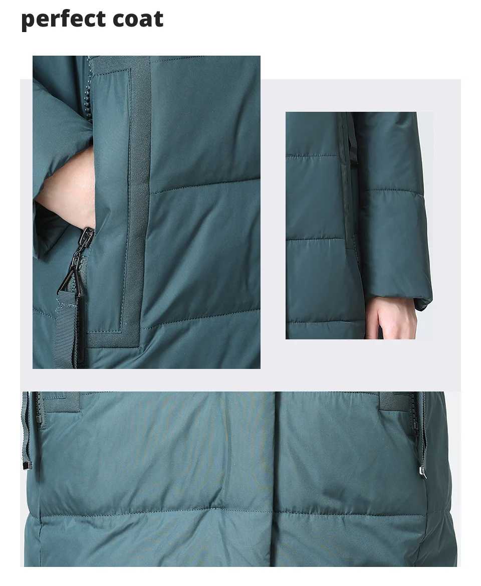 GASMAN 2022 women's winter jacket Long casual warm down jacket female Stand-up collar hooded zipper parka Women coat 17616