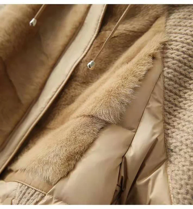 Winter Hooded Parker Female Loose Down Jacket Women 2024 Knitting Patchwork Warm Coat Women Cotton Padded Jacket Outerwear