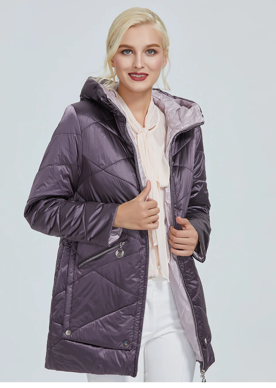 2022 Astrid winter jacket women Contrast color Waterproof fabric with cap design thick cotton clothing warm women parka AM-2090