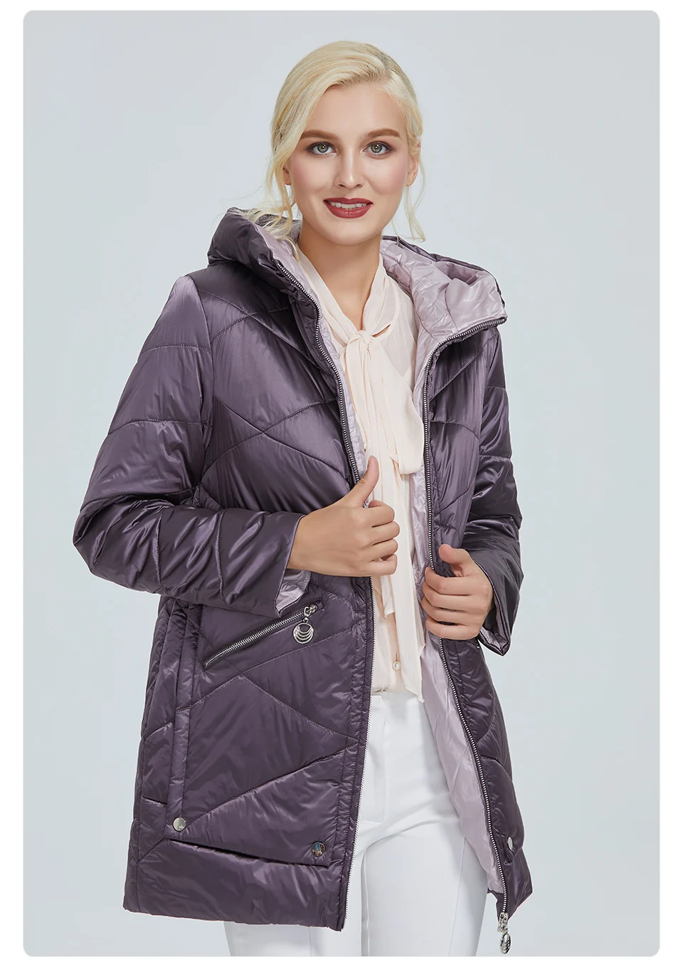 2022 Astrid winter jacket women Contrast color Waterproof fabric with cap design thick cotton clothing warm women parka AM-2090