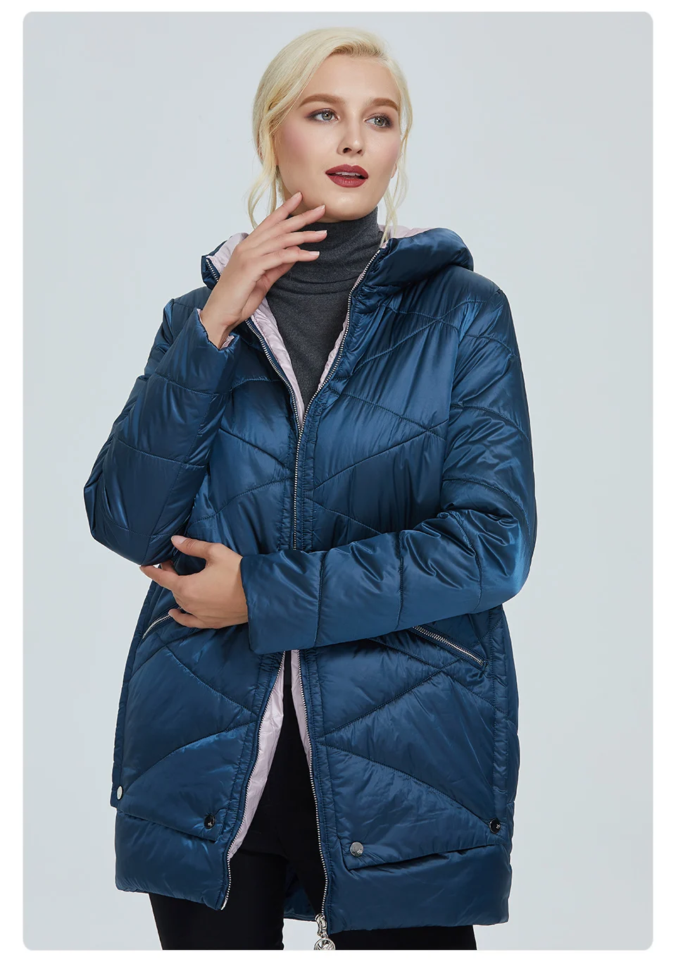 2022 Astrid winter jacket women Contrast color Waterproof fabric with cap design thick cotton clothing warm women parka AM-2090