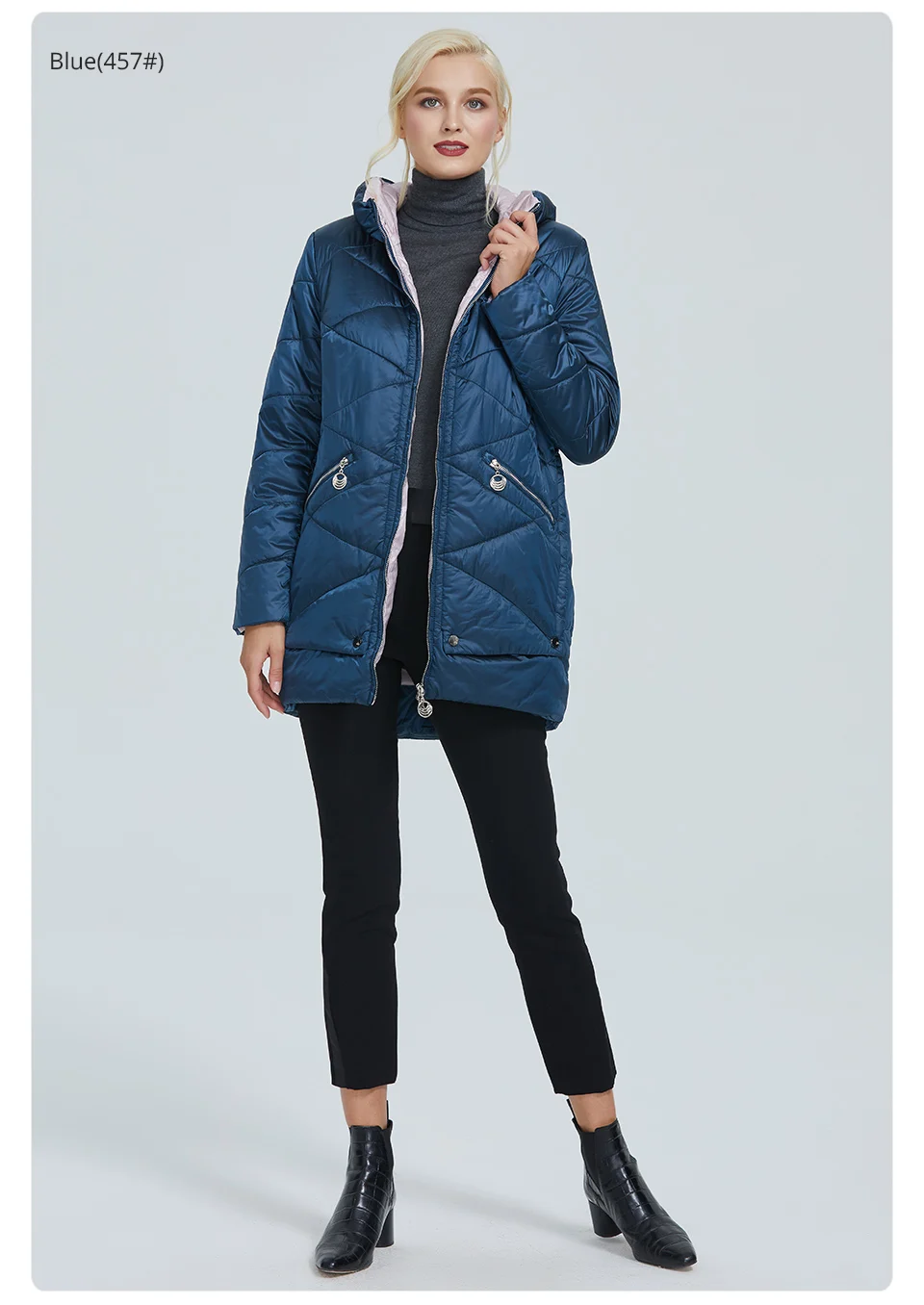 2022 Astrid winter jacket women Contrast color Waterproof fabric with cap design thick cotton clothing warm women parka AM-2090