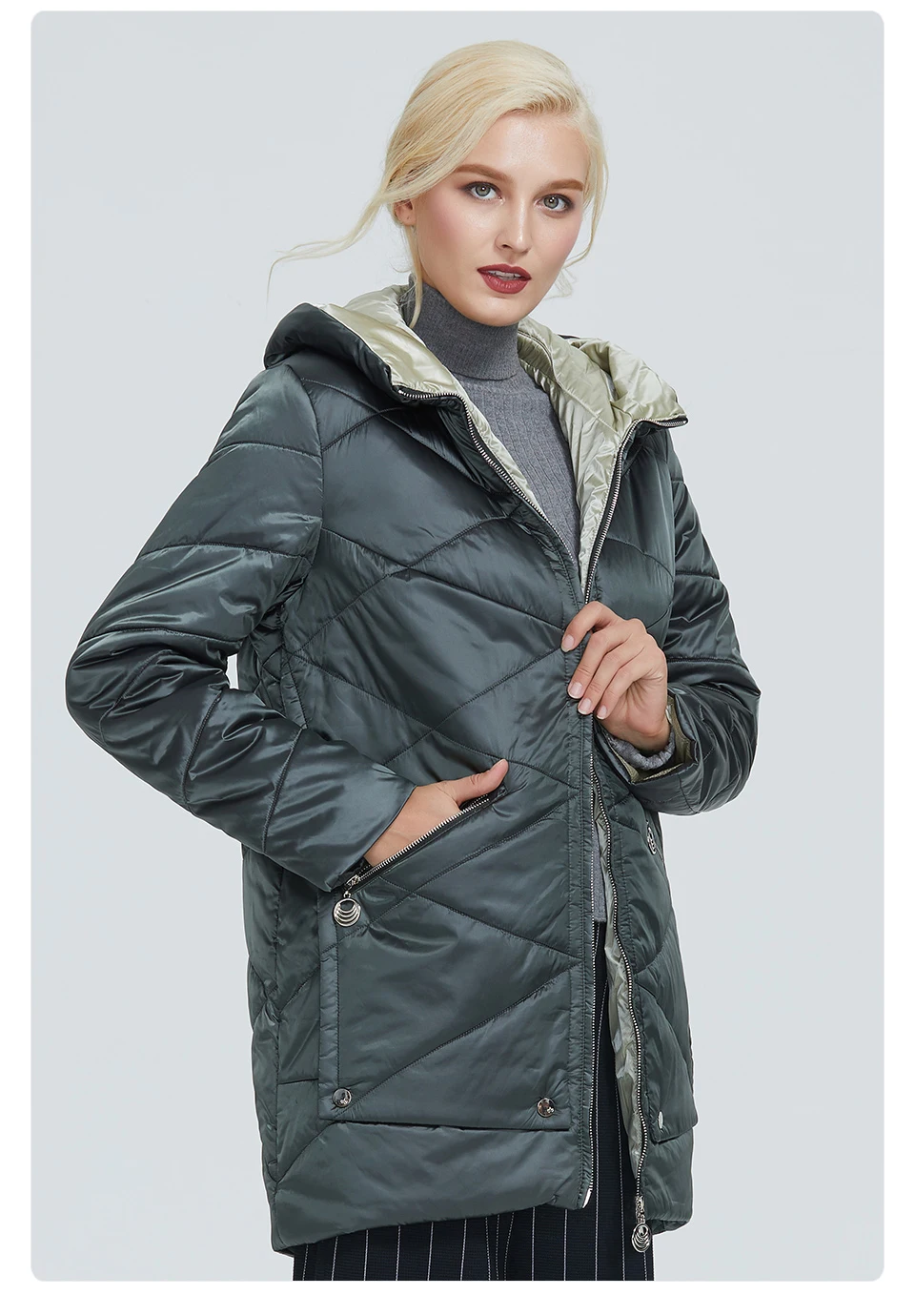 2022 Astrid winter jacket women Contrast color Waterproof fabric with cap design thick cotton clothing warm women parka AM-2090