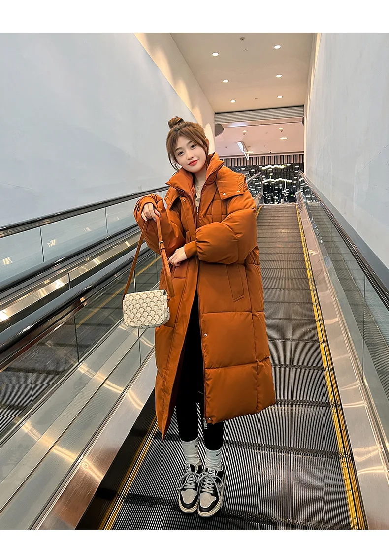 Vielleicht 2025 Korean Jacket Women Winter X-long Parkas Solid Hooded Thicken Warm Female Snow Wear Coat Padded Loose Clothes