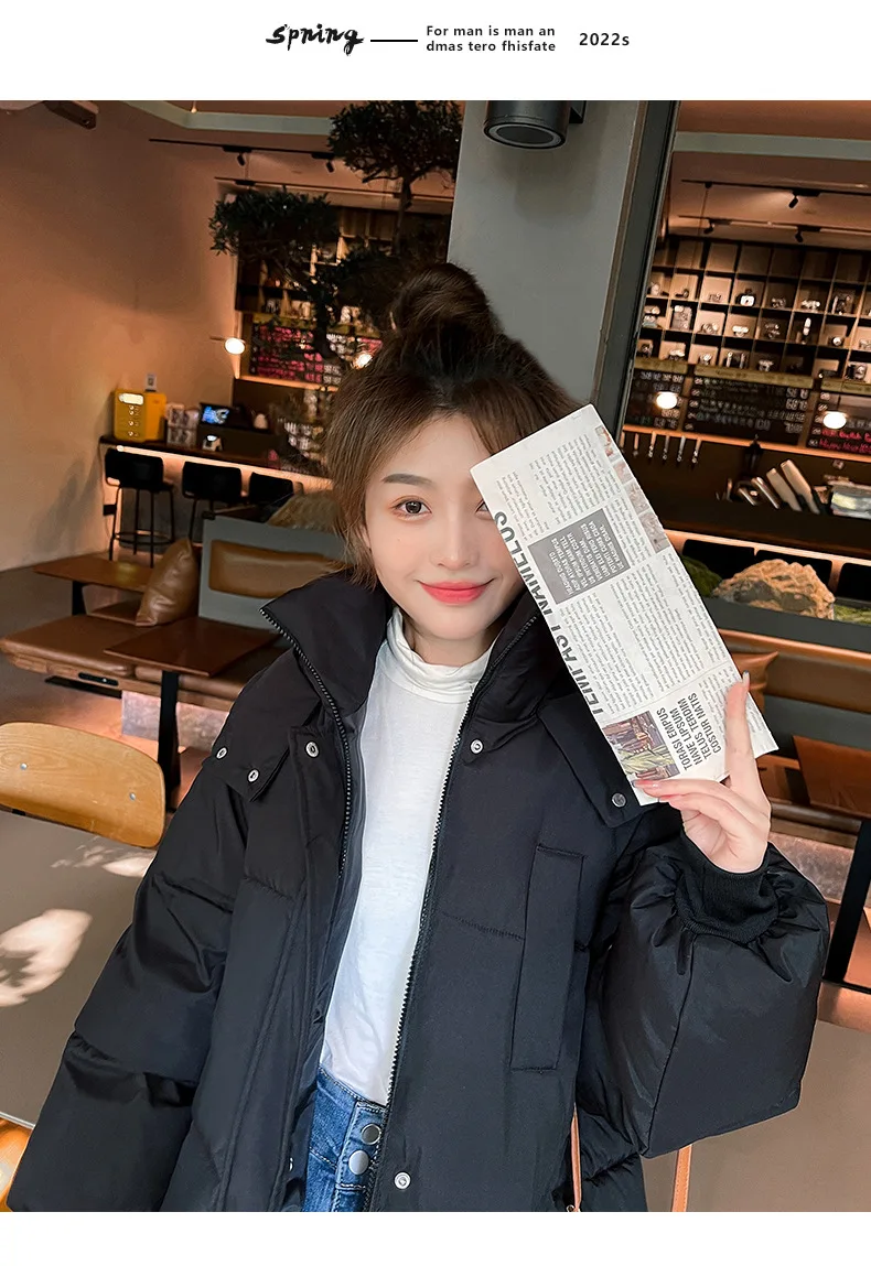 Vielleicht 2025 Korean Jacket Women Winter X-long Parkas Solid Hooded Thicken Warm Female Snow Wear Coat Padded Loose Clothes