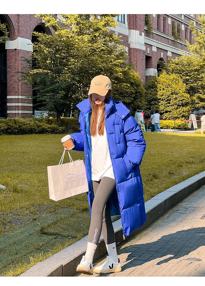 Vielleicht 2025 Korean Jacket Women Winter X-long Parkas Solid Hooded Thicken Warm Female Snow Wear Coat Padded Loose Clothes