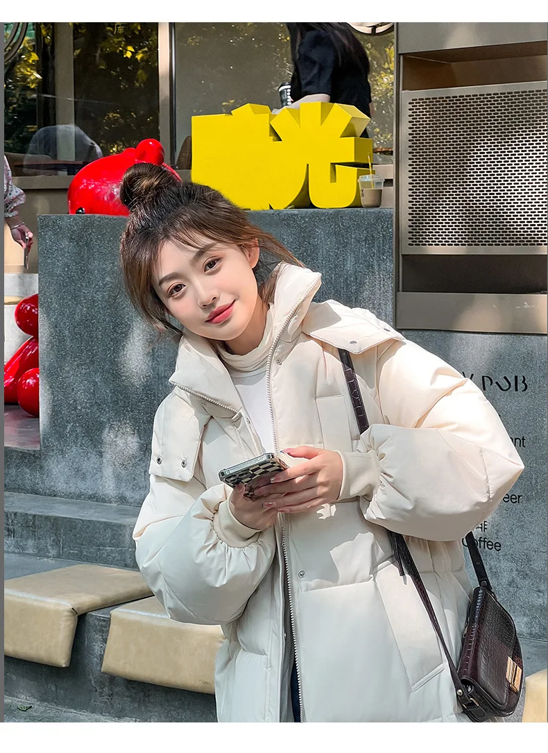 Vielleicht 2025 Korean Jacket Women Winter X-long Parkas Solid Hooded Thicken Warm Female Snow Wear Coat Padded Loose Clothes