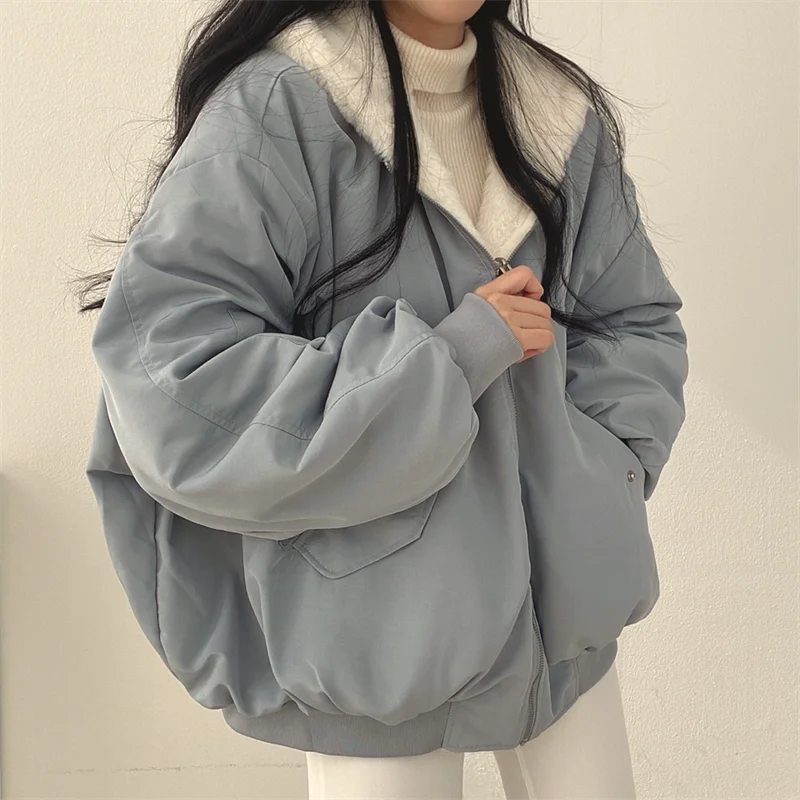 Winter Jacket 2023 New Cashmere Thicken Hooded Short Lamb Wool Cotton Puffer Coat Cotton Women's Snow Wear Chaquetas
