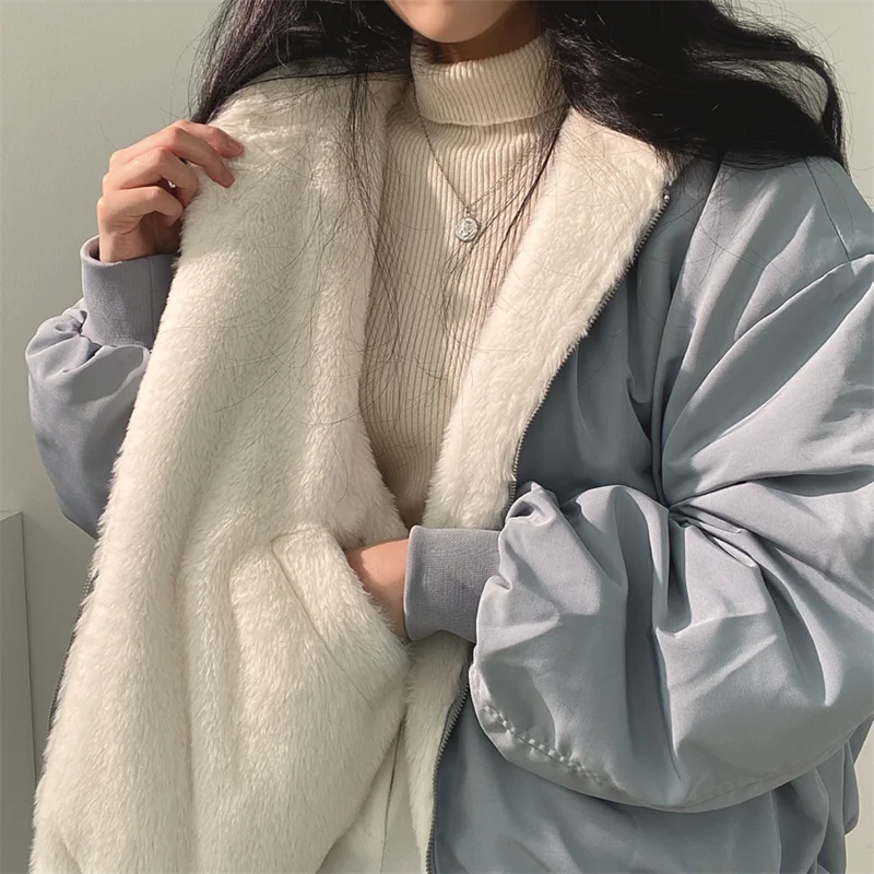 Winter Jacket 2023 New Cashmere Thicken Hooded Short Lamb Wool Cotton Puffer Coat Cotton Women's Snow Wear Chaquetas