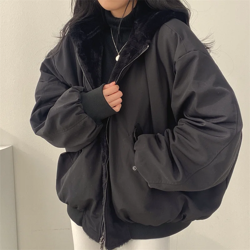 Winter Jacket 2023 New Cashmere Thicken Hooded Short Lamb Wool Cotton Puffer Coat Cotton Women's Snow Wear Chaquetas