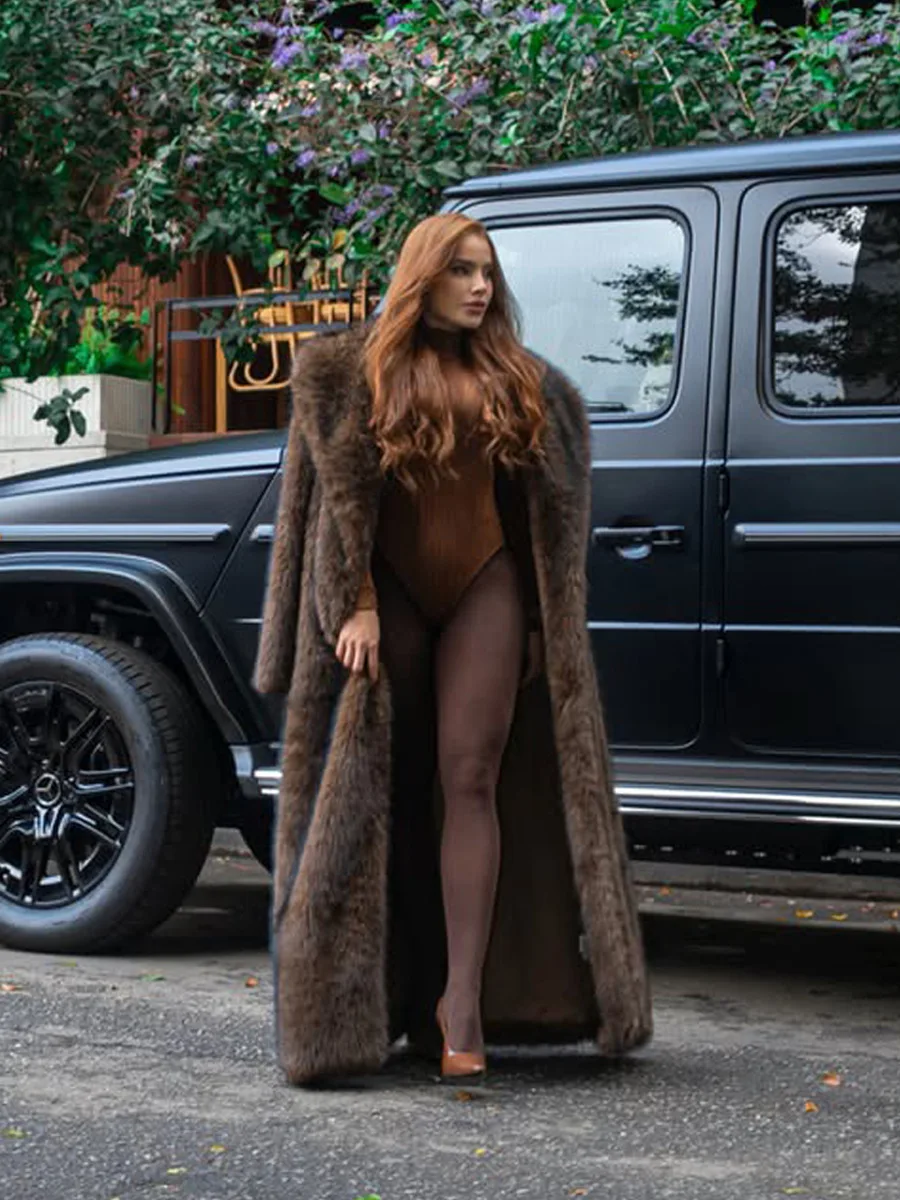 Winter Hooded Faux Fur Overcoat Women Casual Luxury Long Sleeve Fluffy Coat Female Thicken Warm Loose High Quality Outwears