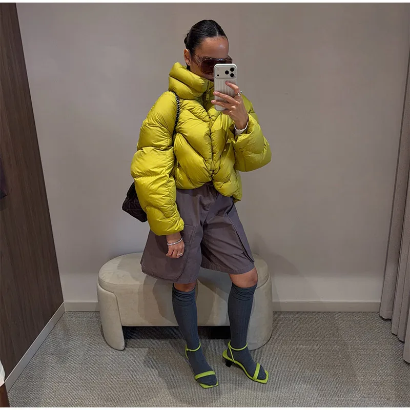 Solid Color Hooded Padded Coats Women Loose Zipper Single-breasted Pockets Thicken Jackets 2026 New Ladies Winter Casual Outwear