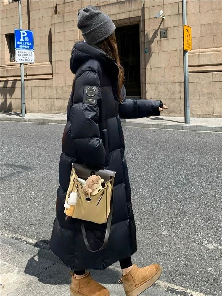 Women Winter Warm Thick Cotton Coat 2025 New Women Mid-Length Cotton Padded Jacket Korean Loose Hooded Parkas Coat Women Outwear