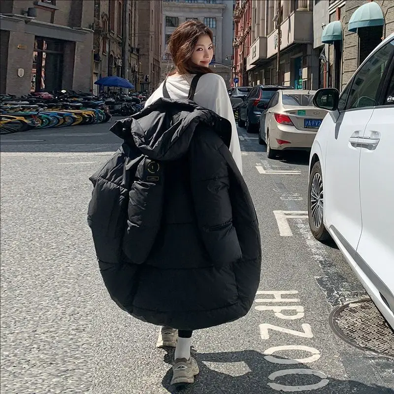 Women Winter Warm Thick Cotton Coat 2025 New Women Mid-Length Cotton Padded Jacket Korean Loose Hooded Parkas Coat Women Outwear