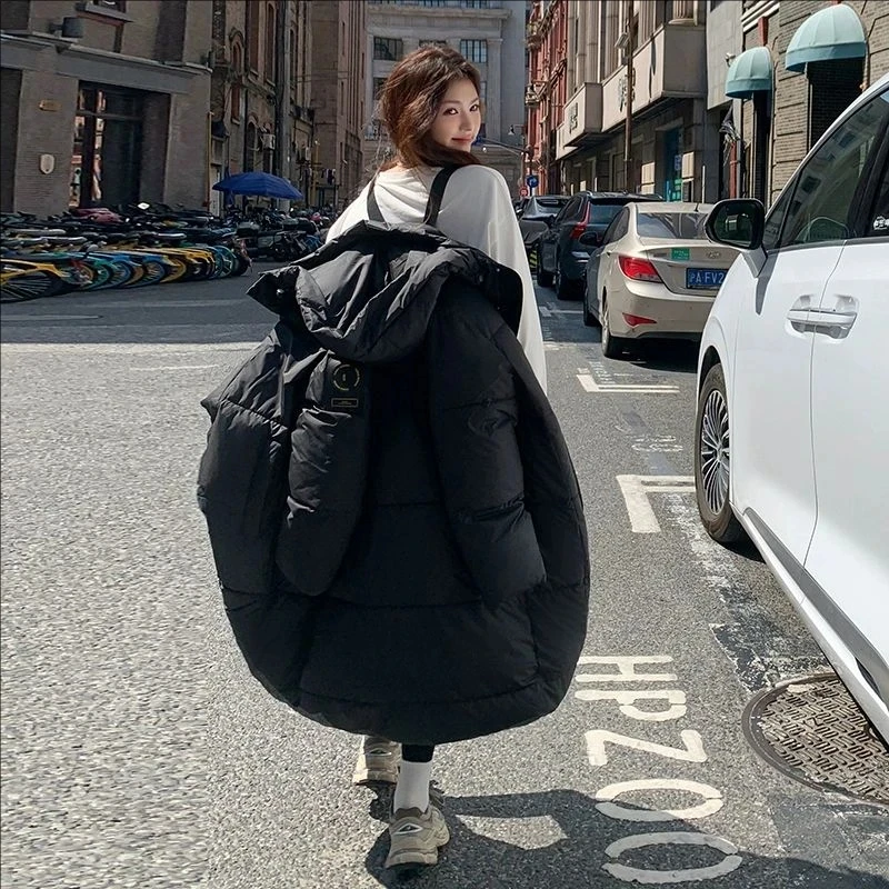 Women Winter Warm Thick Cotton Coat 2025 New Women Mid-Length Cotton Padded Jacket Korean Loose Hooded Parkas Coat Women Outwear