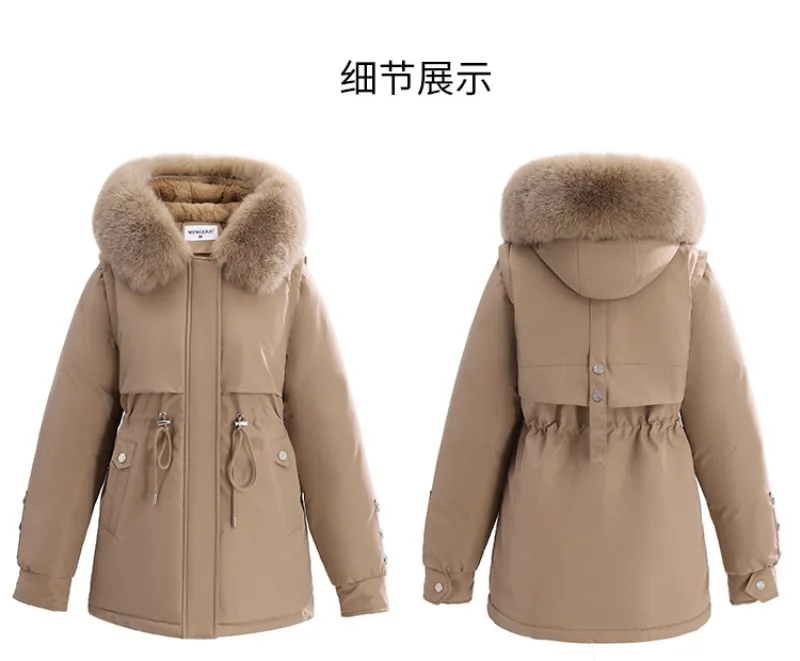 2026 Winter Jacket Coat New Women Parkas Clothes Long Coat Wool Liner Hooded Jacket Fur Collar Thick Warm Snow Female Outerwear