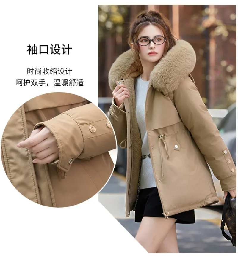 2026 Winter Jacket Coat New Women Parkas Clothes Long Coat Wool Liner Hooded Jacket Fur Collar Thick Warm Snow Female Outerwear