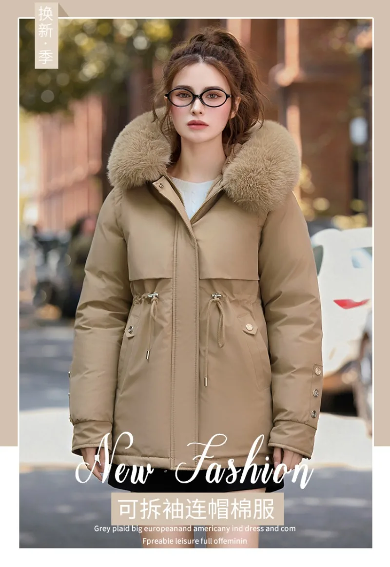 2026 Winter Jacket Coat New Women Parkas Clothes Long Coat Wool Liner Hooded Jacket Fur Collar Thick Warm Snow Female Outerwear