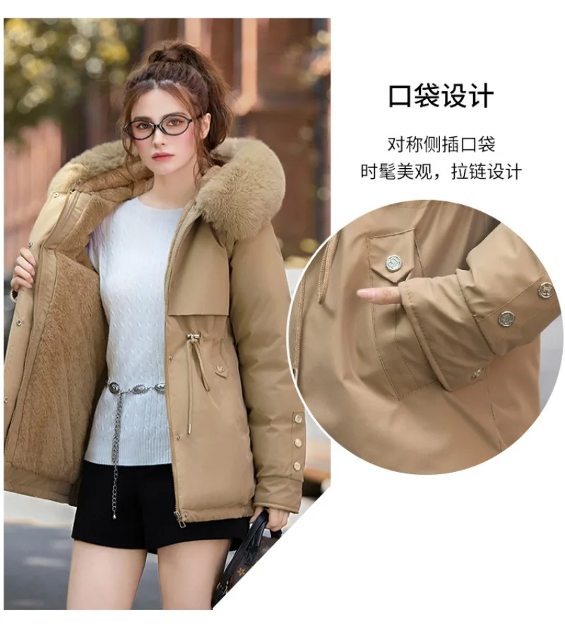 2026 Winter Jacket Coat New Women Parkas Clothes Long Coat Wool Liner Hooded Jacket Fur Collar Thick Warm Snow Female Outerwear