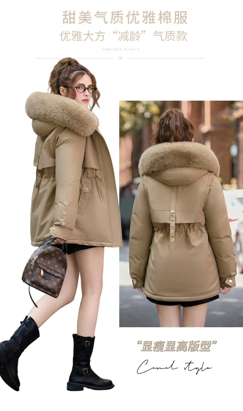 2026 Winter Jacket Coat New Women Parkas Clothes Long Coat Wool Liner Hooded Jacket Fur Collar Thick Warm Snow Female Outerwear