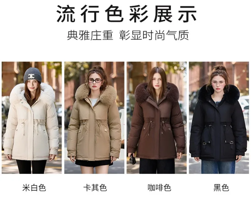 2026 Winter Jacket Coat New Women Parkas Clothes Long Coat Wool Liner Hooded Jacket Fur Collar Thick Warm Snow Female Outerwear