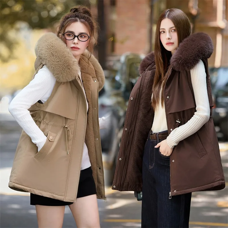 2026 Winter Jacket Coat New Women Parkas Clothes Long Coat Wool Liner Hooded Jacket Fur Collar Thick Warm Snow Female Outerwear