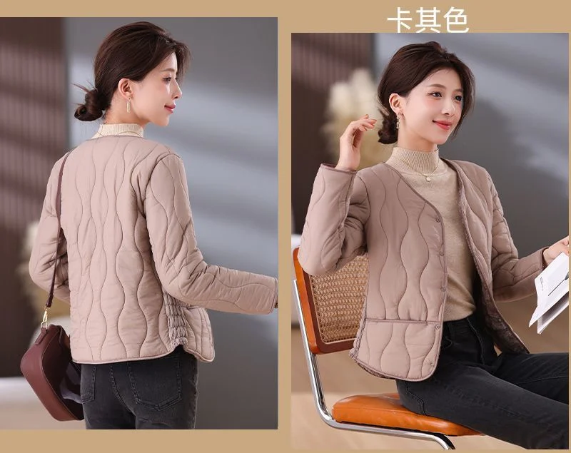 Cotton-Padded Jacket Women Middle-aged Autumn Winter New Plus Velvet Coat Female Thicken Warm Casual Parkas Outerwear Ladies Top