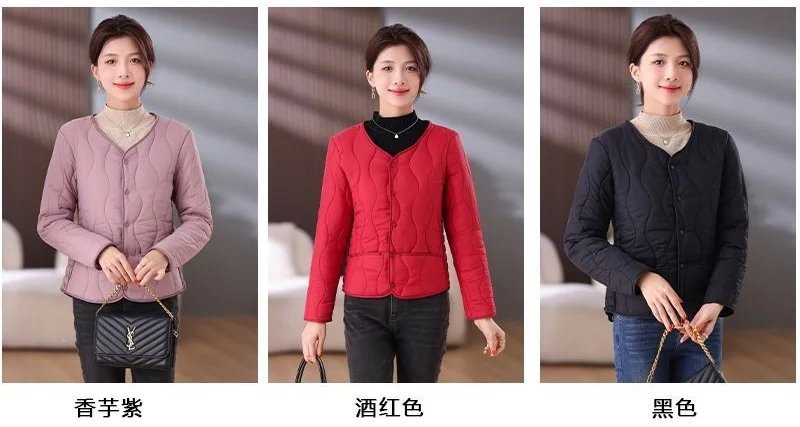 Cotton-Padded Jacket Women Middle-aged Autumn Winter New Plus Velvet Coat Female Thicken Warm Casual Parkas Outerwear Ladies Top