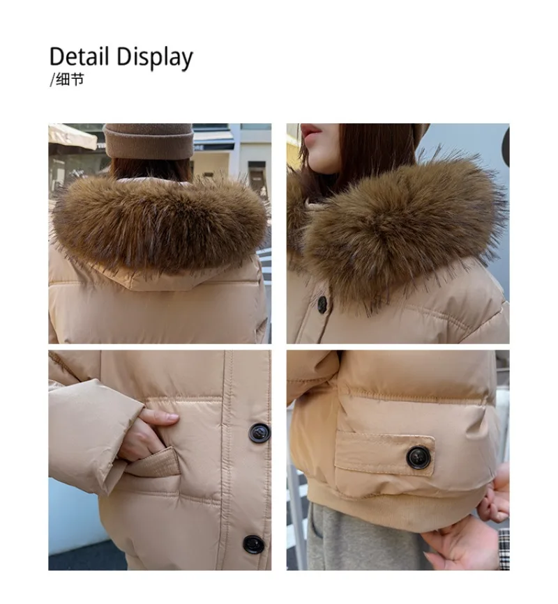 Autumn Winter 2026 New Women's Cotton Padded Jacket Fur Collar Zipper Warm Thicken Coat  Hooded Parkas Jacket Female Outwears