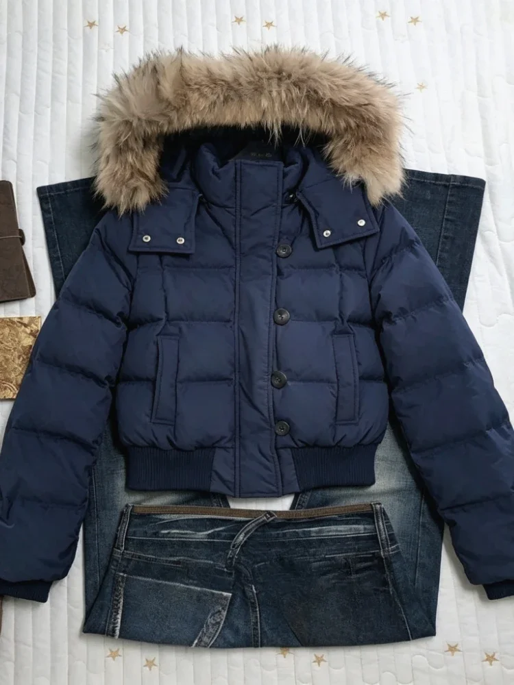 American Vintage Workwear Short Padded Coat Women Thick Warm Zipper Autumn Winter Street Chic Ladies Outer Jackets