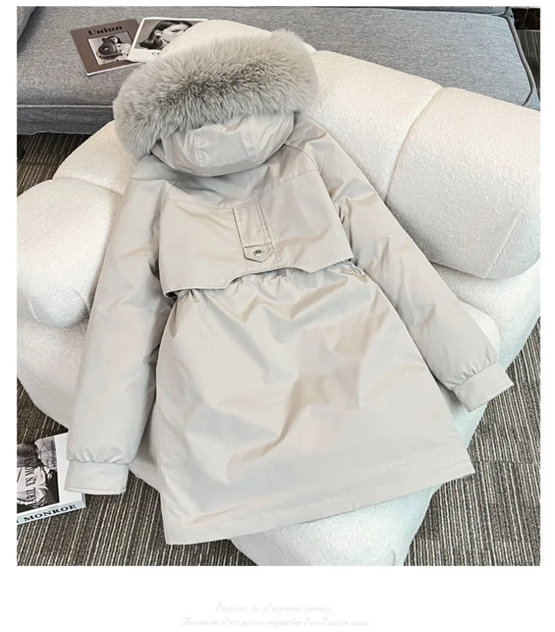 2026 Winter Women fleece Jacket Cotton Padded Jacket Thick Parka Fur Collar Mid Long Coat Warm Hooded Snow Wear Female Outerwear