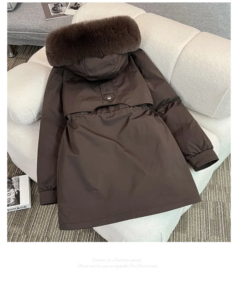 2026 Winter Women fleece Jacket Cotton Padded Jacket Thick Parka Fur Collar Mid Long Coat Warm Hooded Snow Wear Female Outerwear