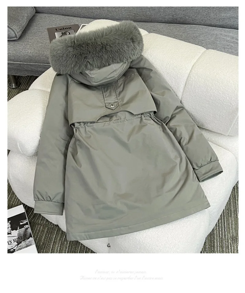2026 Winter Women fleece Jacket Cotton Padded Jacket Thick Parka Fur Collar Mid Long Coat Warm Hooded Snow Wear Female Outerwear