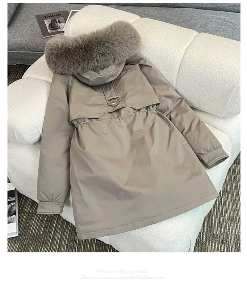 2026 Winter Women fleece Jacket Cotton Padded Jacket Thick Parka Fur Collar Mid Long Coat Warm Hooded Snow Wear Female Outerwear