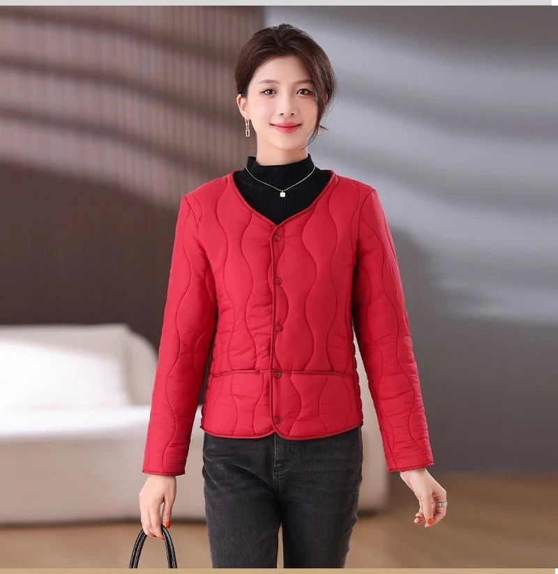Cotton-Padded Jacket Women Middle-aged Autumn Winter New Plus Velvet Coat Female Thicken Warm Casual Parkas Outerwear Ladies Top