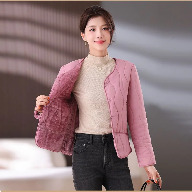 Cotton-Padded Jacket Women Middle-aged Autumn Winter New Plus Velvet Coat Female Thicken Warm Casual Parkas Outerwear Ladies Top