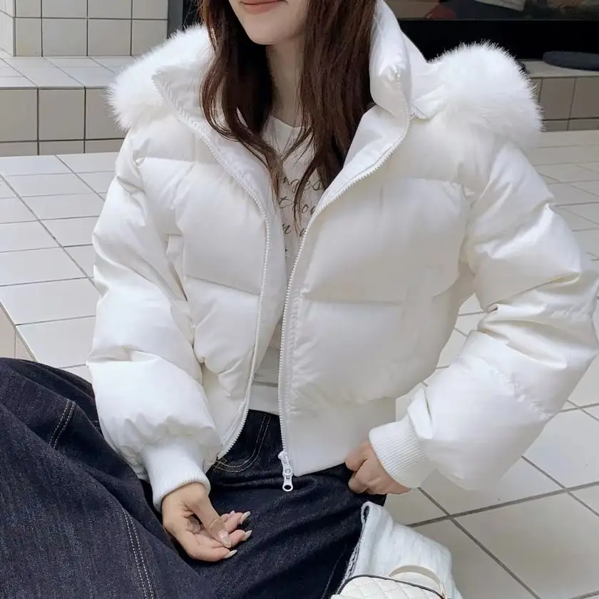 Women's Hooded Long Sleeve Waist-Cinched Puffer Jacket Cotton Y2K Winter 2000S Warm Aesthetic Retro Top Cotton Jacket Clothing